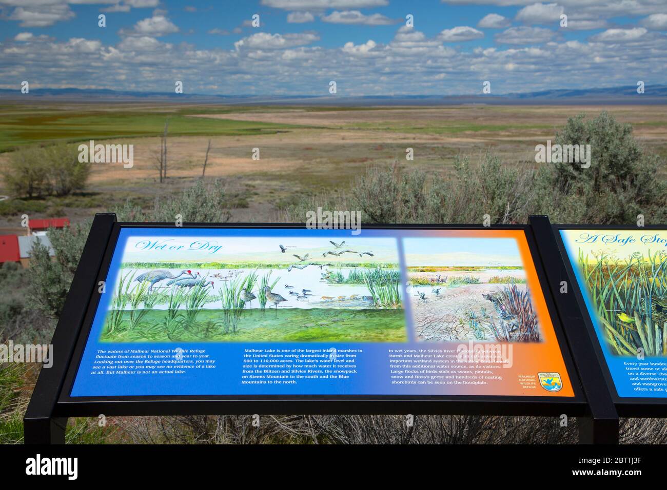 Conseil d'interprétation, réserve naturelle nationale de Malheur, Oregon Banque D'Images