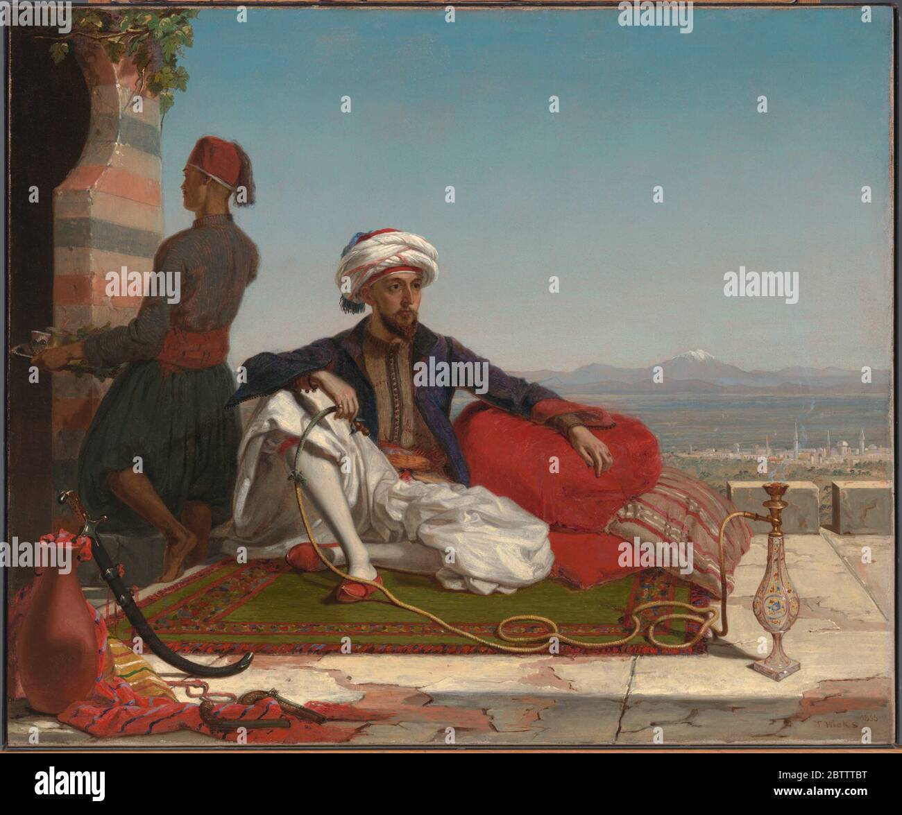 Bayard Taylor. Né Kennet Square, PennsylvaniaExotiquement posé ici en costume bédouin, Bayard Taylor, le fils d'une famille sobre de Philadelphie Quaker, a été le premier grand écrivain américain de voyage. Banque D'Images