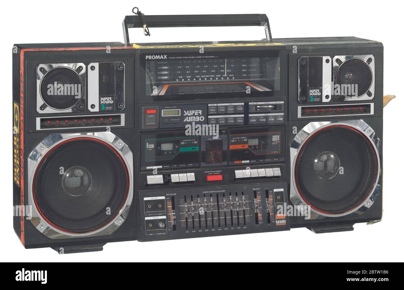 Boombox porté par radio Raheem dans le film faire la bonne chose. Une boombox super Jumbo de Promax (2014.270.2.1a) utilisée comme un prop par le personnage radio Raheem dans l'image dirigée de Spike Lee, 'Do the Right thing'. Banque D'Images