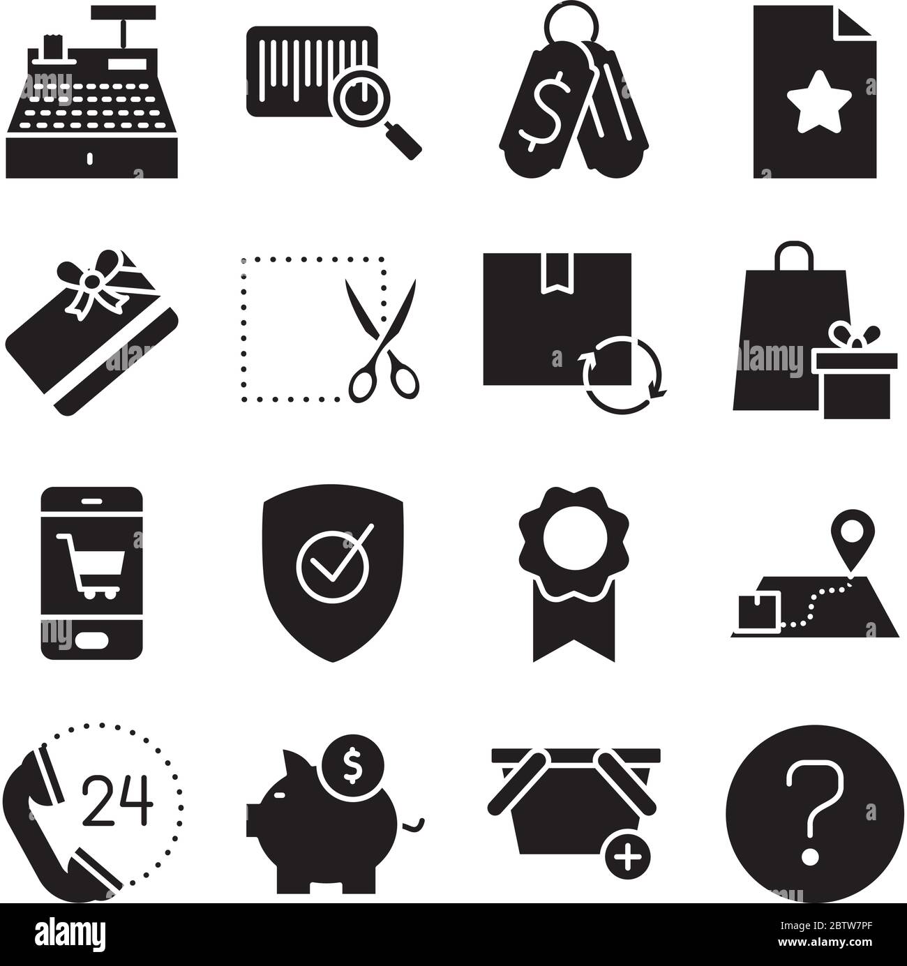 icône de caisse et d'achat en ligne sur fond blanc, style de silhouette, illustration vectorielle Illustration de Vecteur