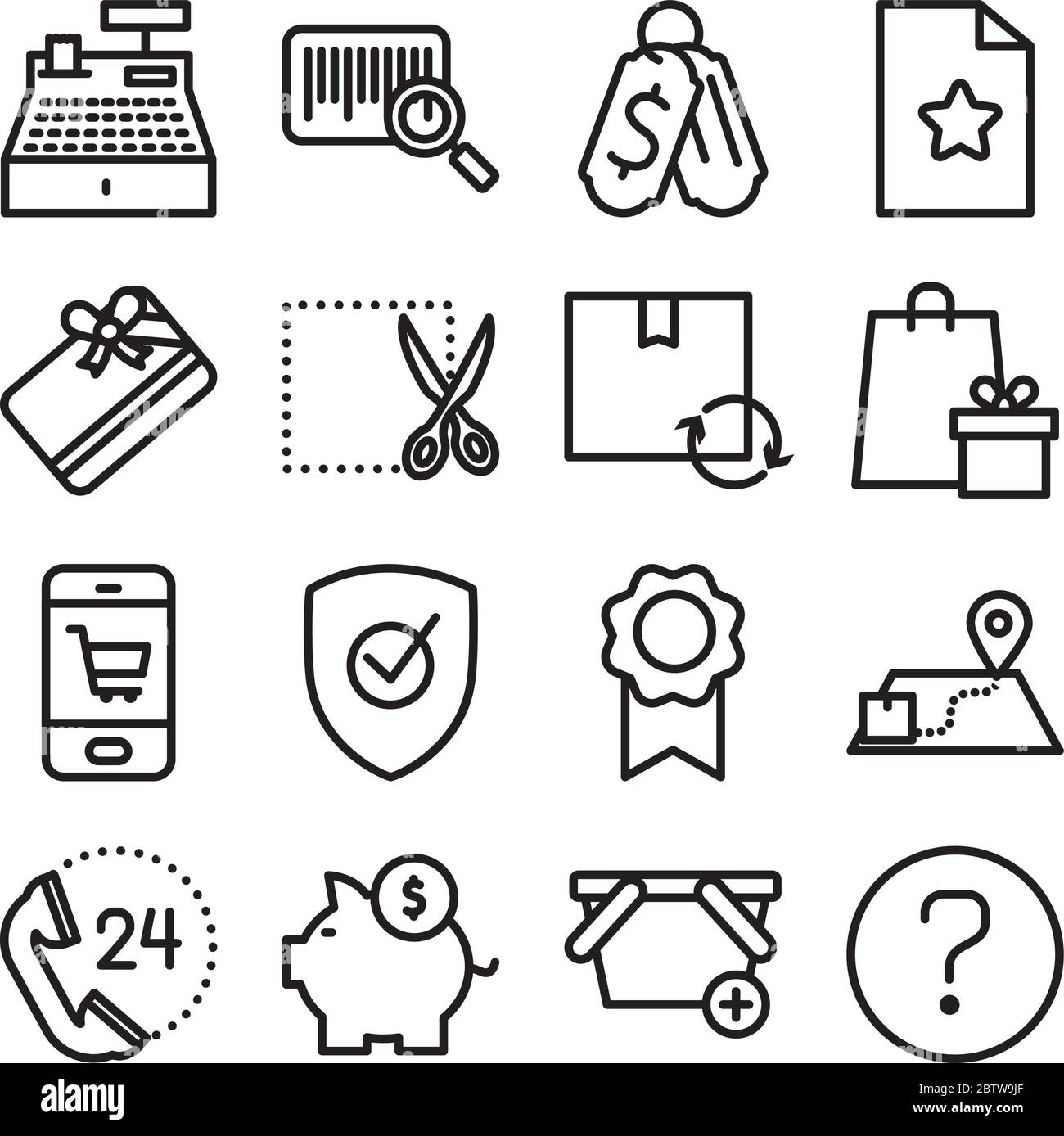 icône de caisse et d'achat en ligne sur fond blanc, style de ligne, illustration vectorielle Illustration de Vecteur