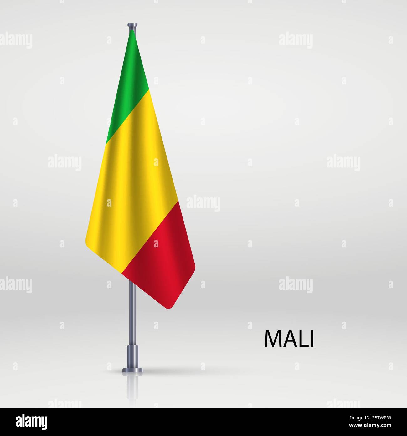 Drapeau suspendu du Mali sur le mât Illustration de Vecteur