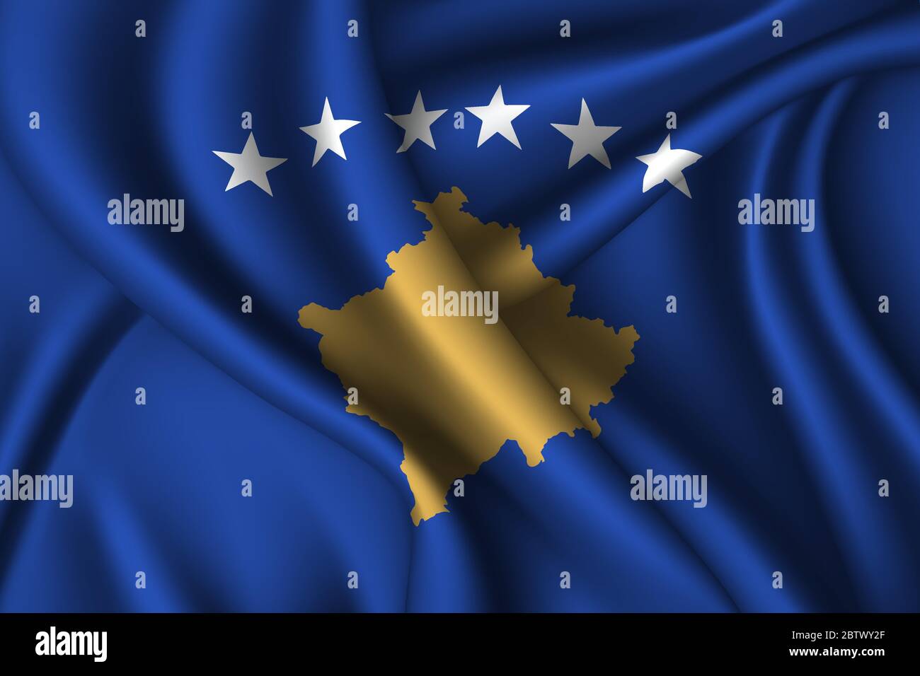 Drapeau national de la soie du Kosovo. Texture de tissu vectoriel Illustration de Vecteur