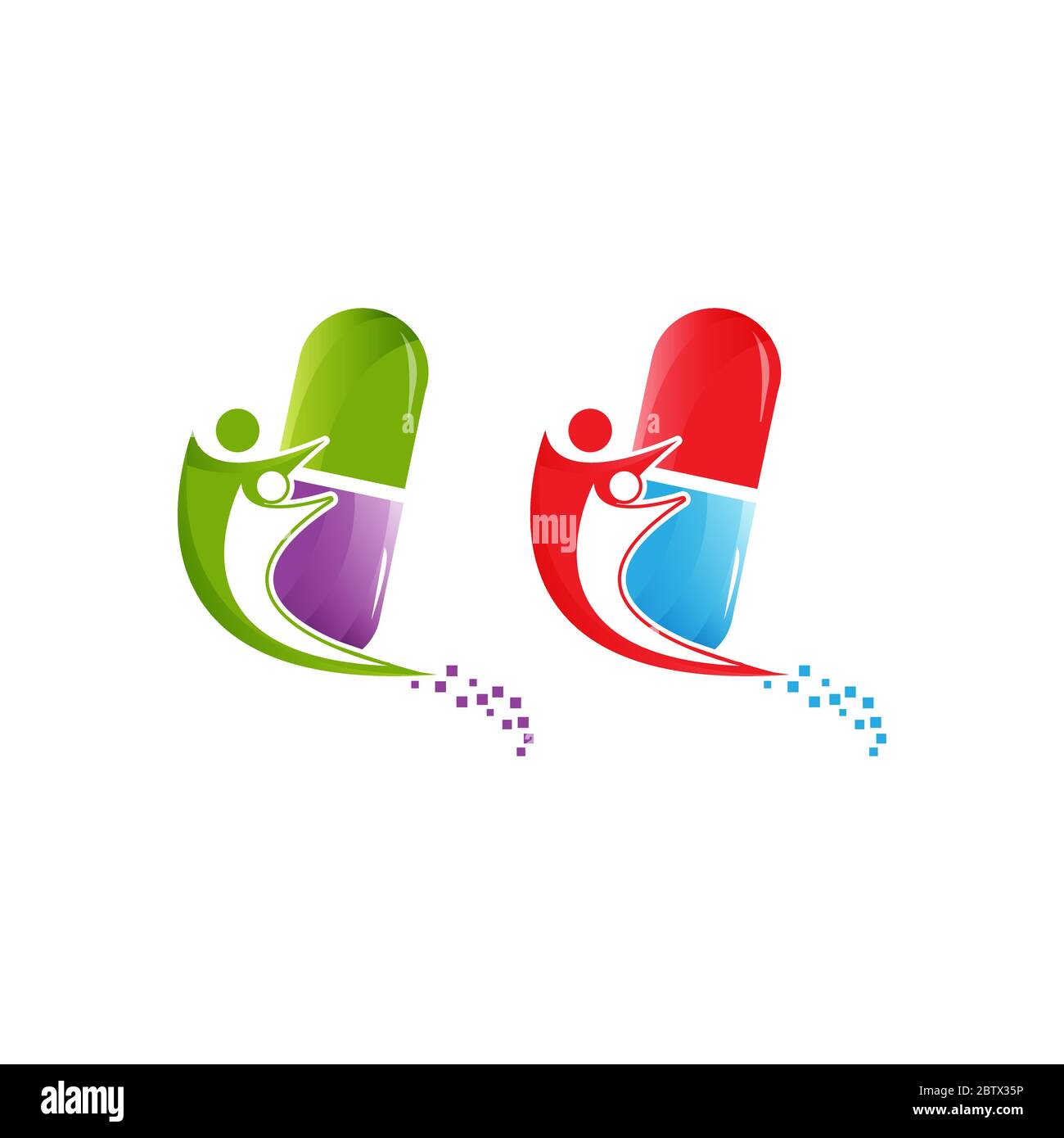 pilule avec les gens silhouette icône, hôpital pharmacie, premiers secours, malade, science, diététique, médicinal. plat style tendance logotype marque design vecteur illus Illustration de Vecteur