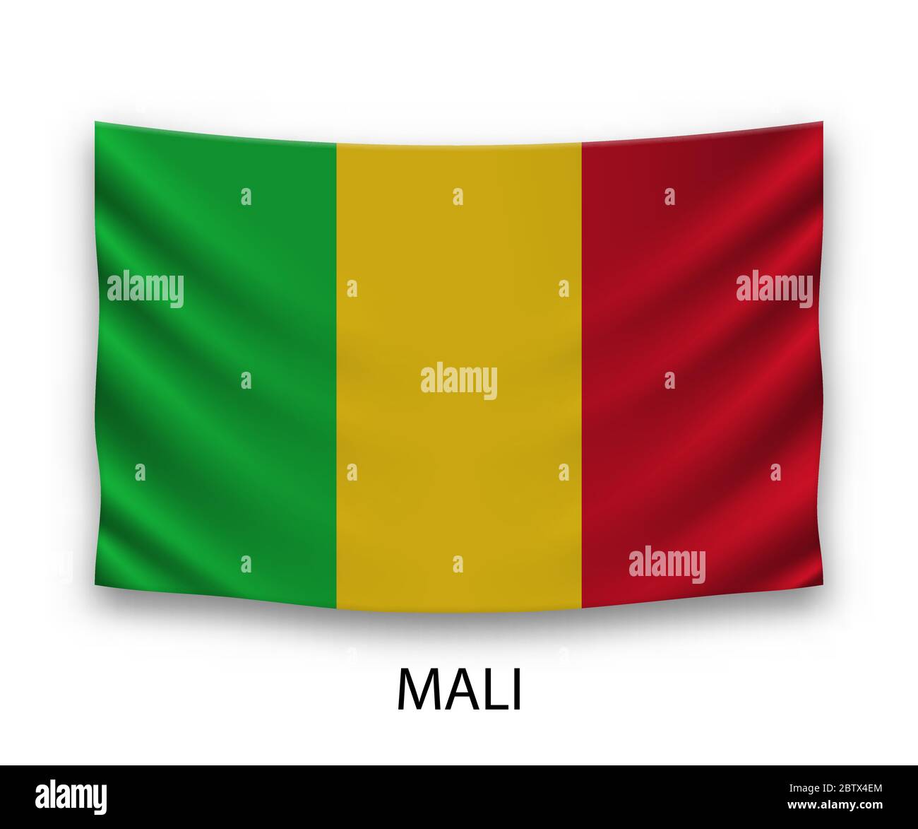 Drapeau suspendu de soie du Mali. Illustration vectorielle. Illustration de Vecteur
