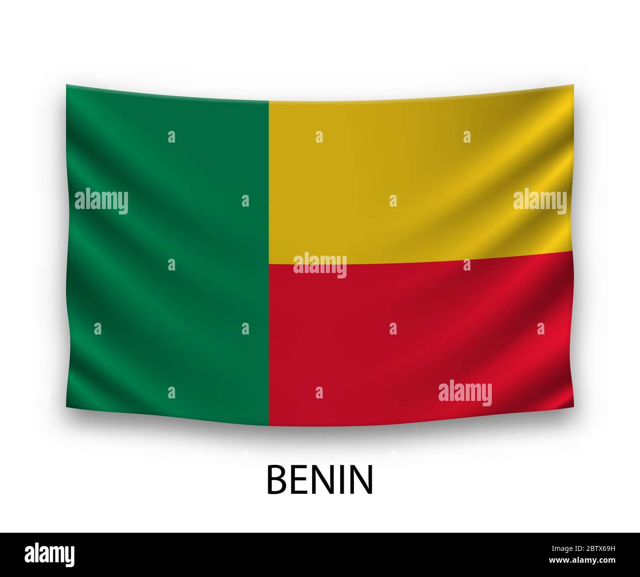 Drapeau suspendu de soie du Bénin. Illustration vectorielle. Illustration de Vecteur Drapeau suspendu de soie du Bénin. Illustration vectorielle. Illustration de Vecteur