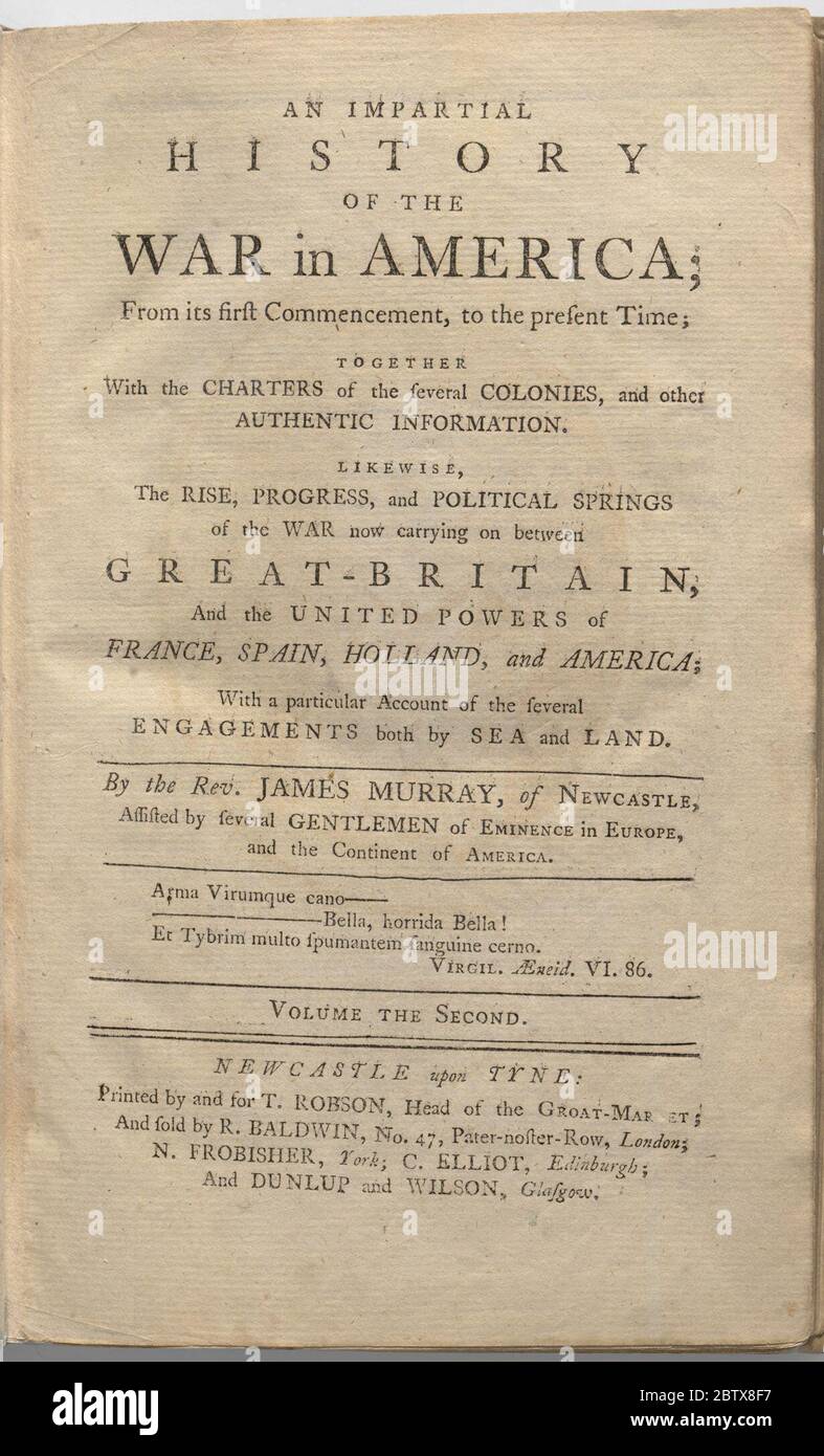 Une histoire impartiale de la guerre en Amérique vol 2. Banque D'Images
