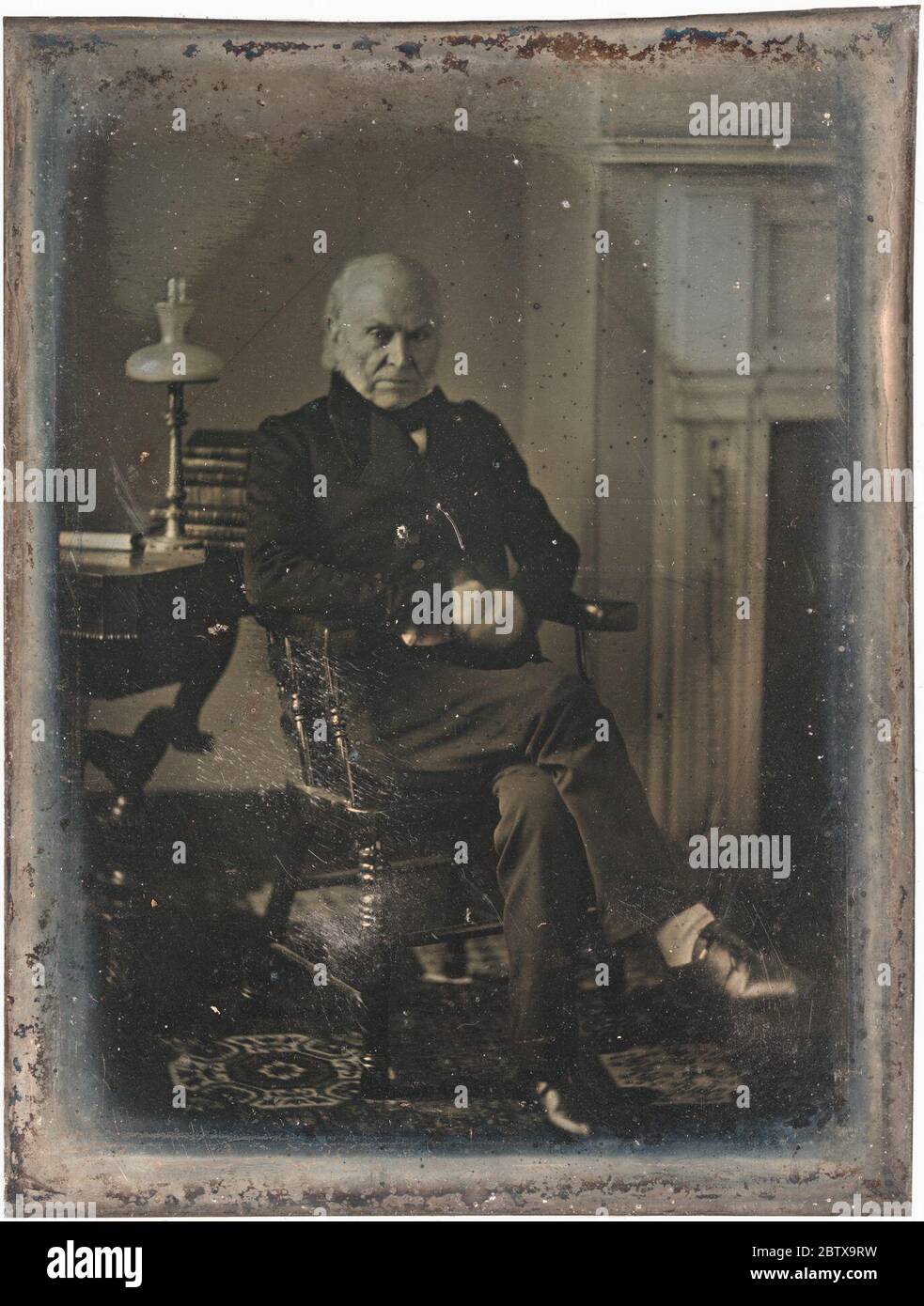John Quincy Adams. Né Braintree, Massachusetts Created en mars 1843, ce daguerréotype est le plus ancien portrait photographique connu d'un président américain. Banque D'Images