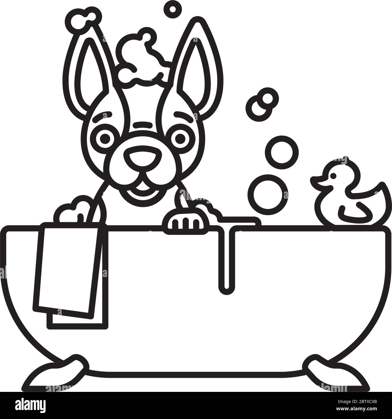 Personnage De Dessin Anime Bulldog Francais Prenant Un Bain Dans La Baignoire Icone De La Ligne Vectorielle Image Vectorielle Stock Alamy Personnage De Dessin Anime Bulldog Francais Prenant Un Bain Dans La Baignoire Icone De La Ligne Vectorielle Image Vectorielle Stock Alamy