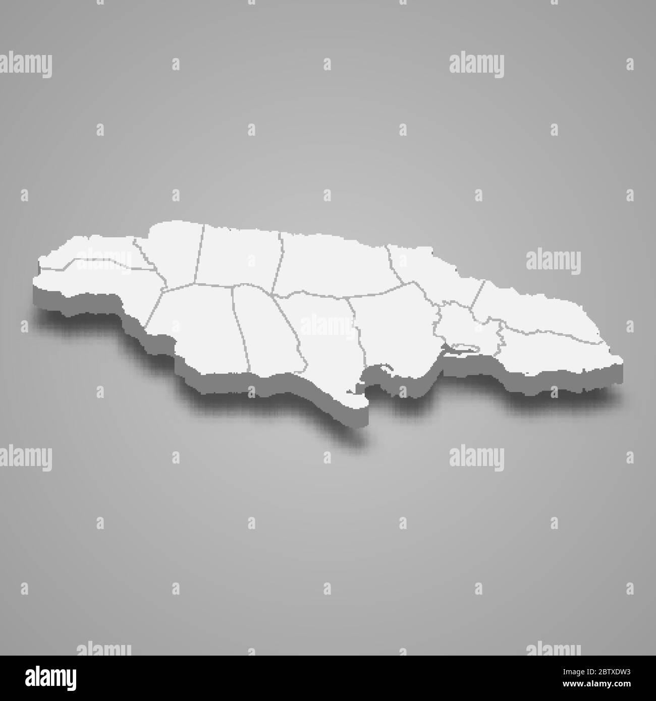 Carte 3d de la Jamaïque avec frontières des régions Illustration de Vecteur