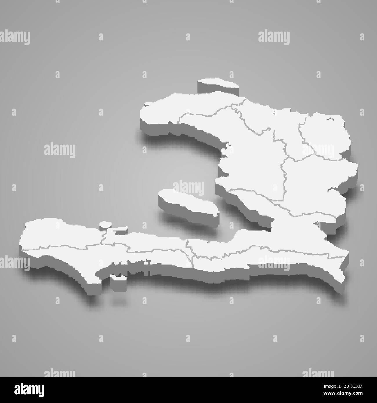 Carte 3d d'Haïti avec frontières des régions Illustration de Vecteur