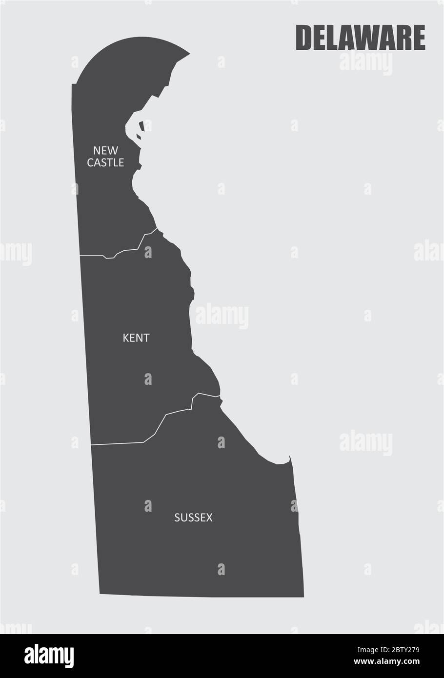 Carte des comtés de l'État du Delaware Illustration de Vecteur