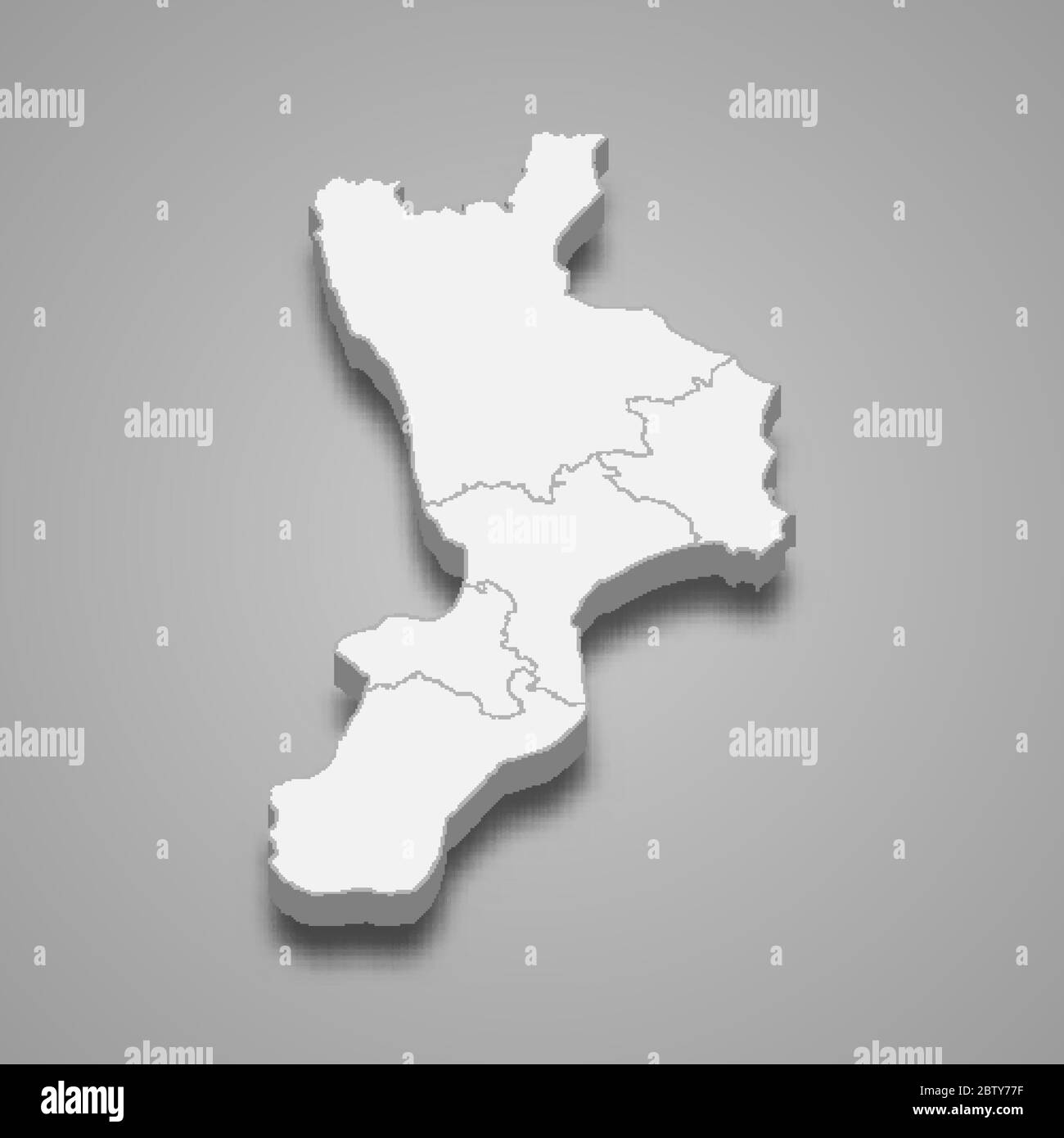 La carte 3d de Calabre est une région de l'Italie Illustration de Vecteur