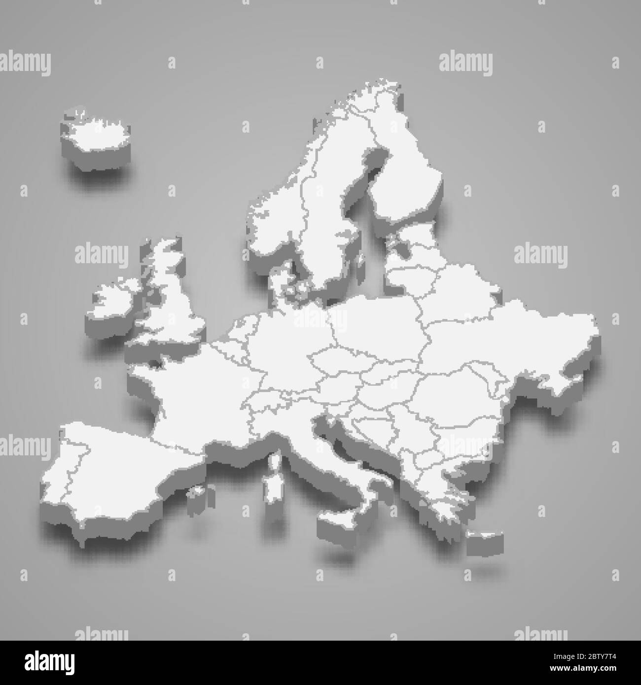 Carte 3d de l'Europe avec frontières Illustration de Vecteur