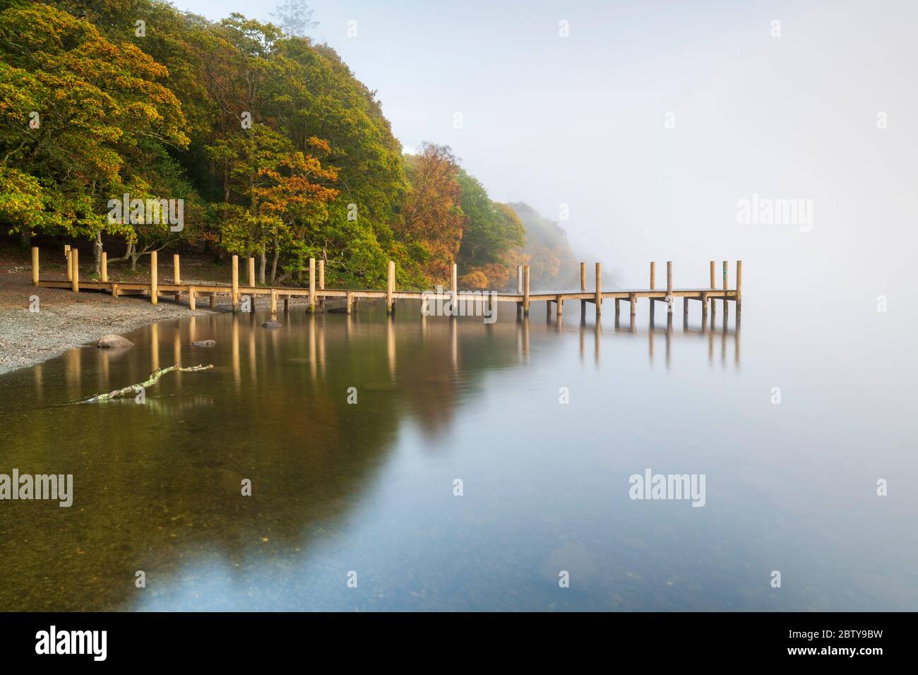 Jetée de Brandlehow à Derwentwater, parc national du district des lacs, site classé au patrimoine mondial de l'UNESCO, Cumbria, Angleterre, Royaume-Uni, Europe Banque D'Images