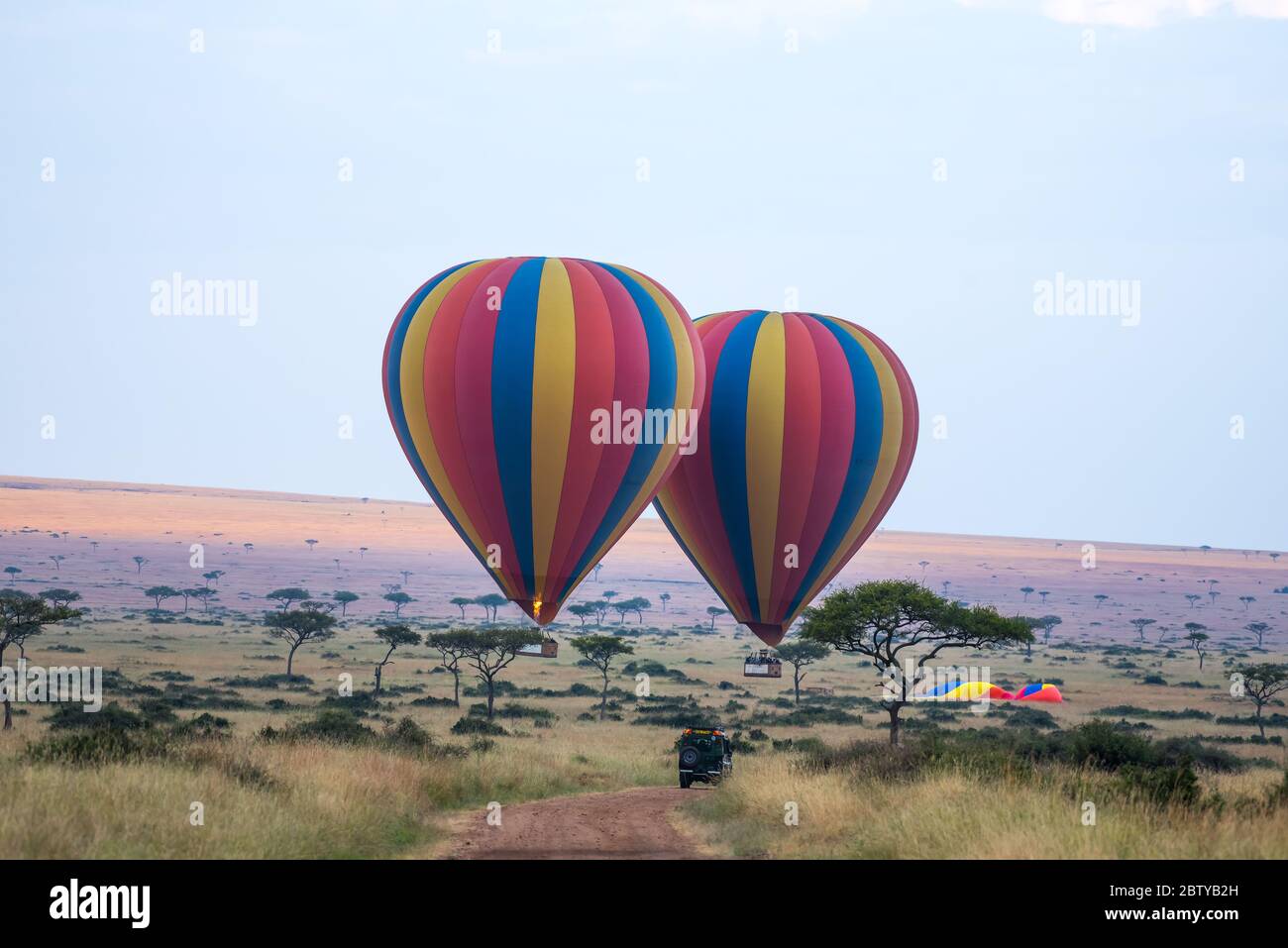 Safari en montgolfière au départ de Masai Mara ou de ballons à air chaud Banque D'Images