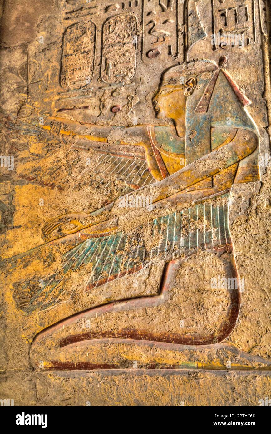 Relief de la déesse Isis, tombe de Ramses III, KV11, Vallée des Rois, site du patrimoine mondial de l'UNESCO, Louxor, Thèbes, Egypte, Afrique du Nord, Afrique Banque D'Images