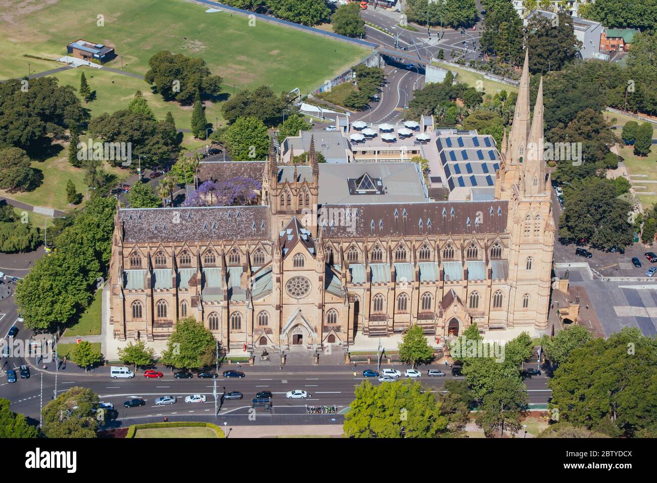 Vue aérienne de Sydney en direction de l'est vers Hyde Park Banque D'Images