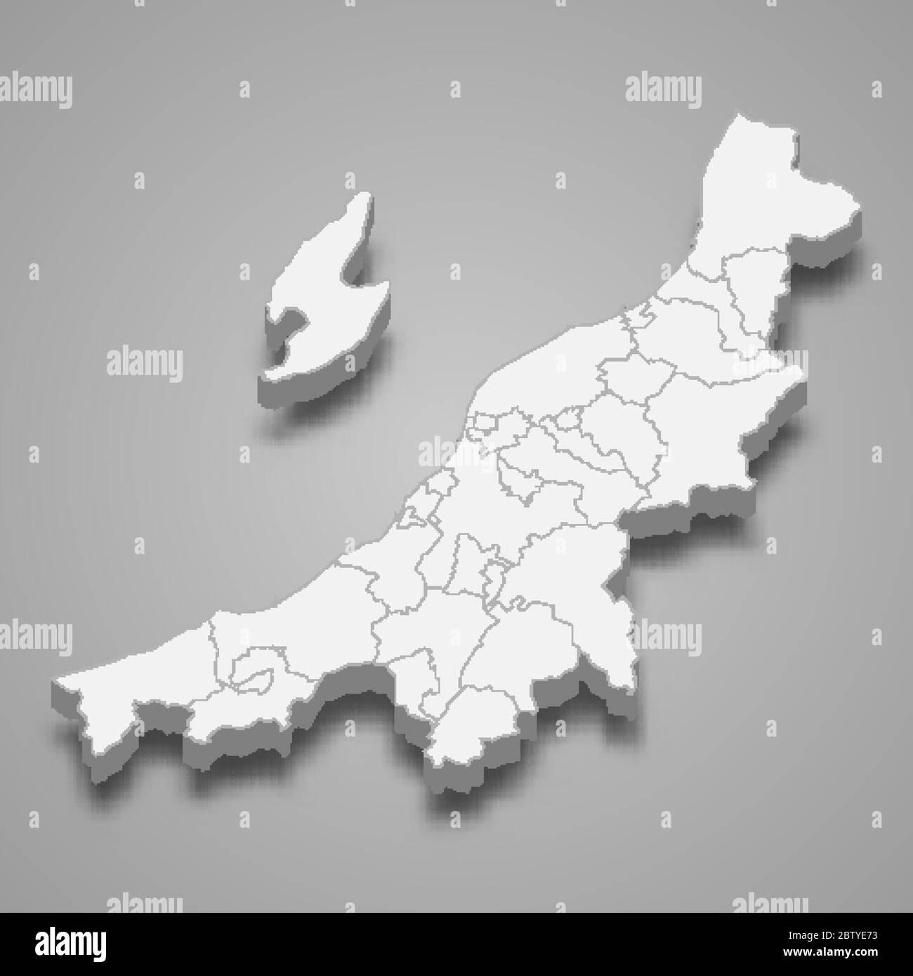 Carte 3d de Niigata est une préfecture du Japon Illustration de Vecteur
