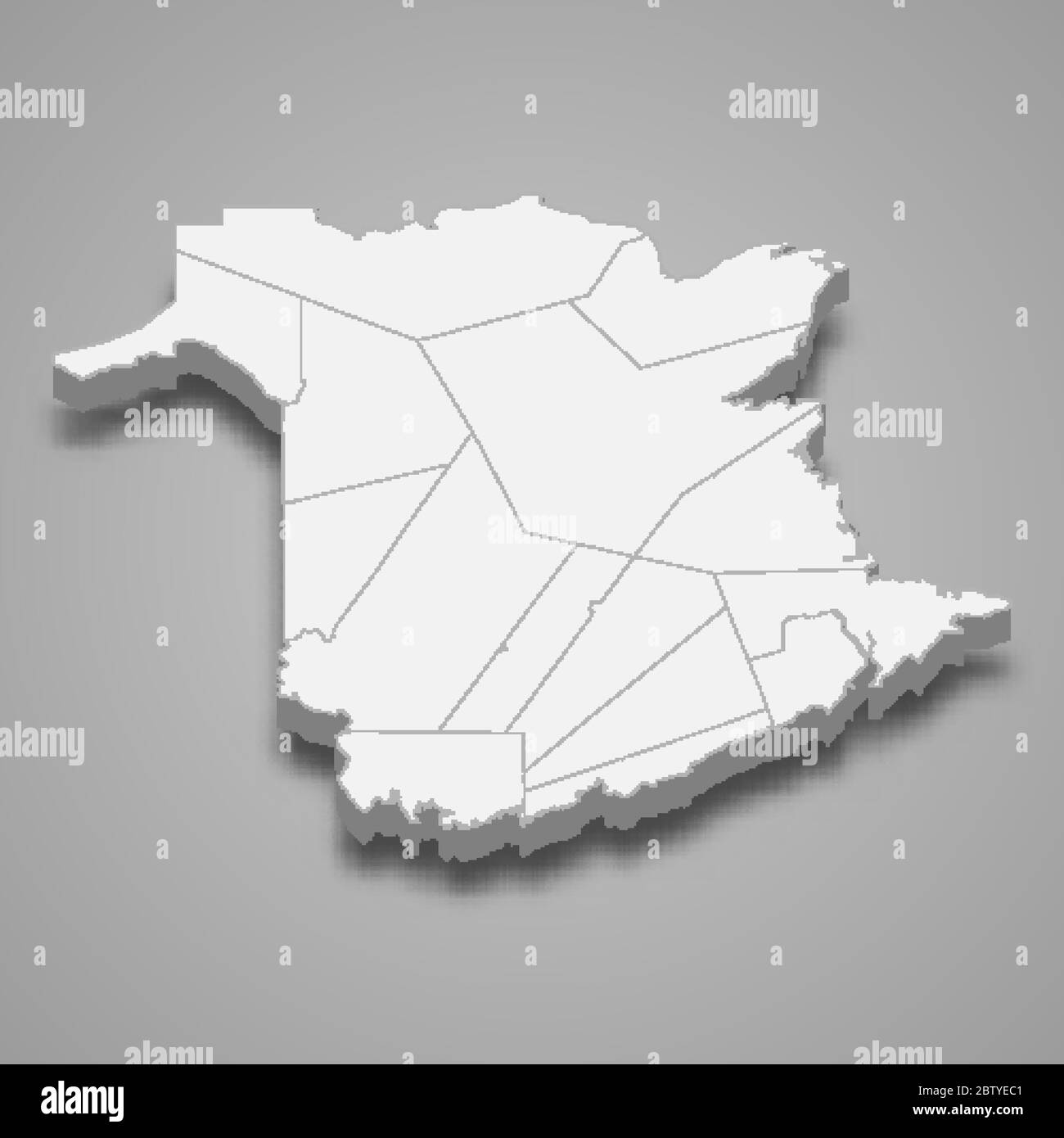 La carte 3d du Nouveau-Brunswick est une province du Canada Illustration de Vecteur