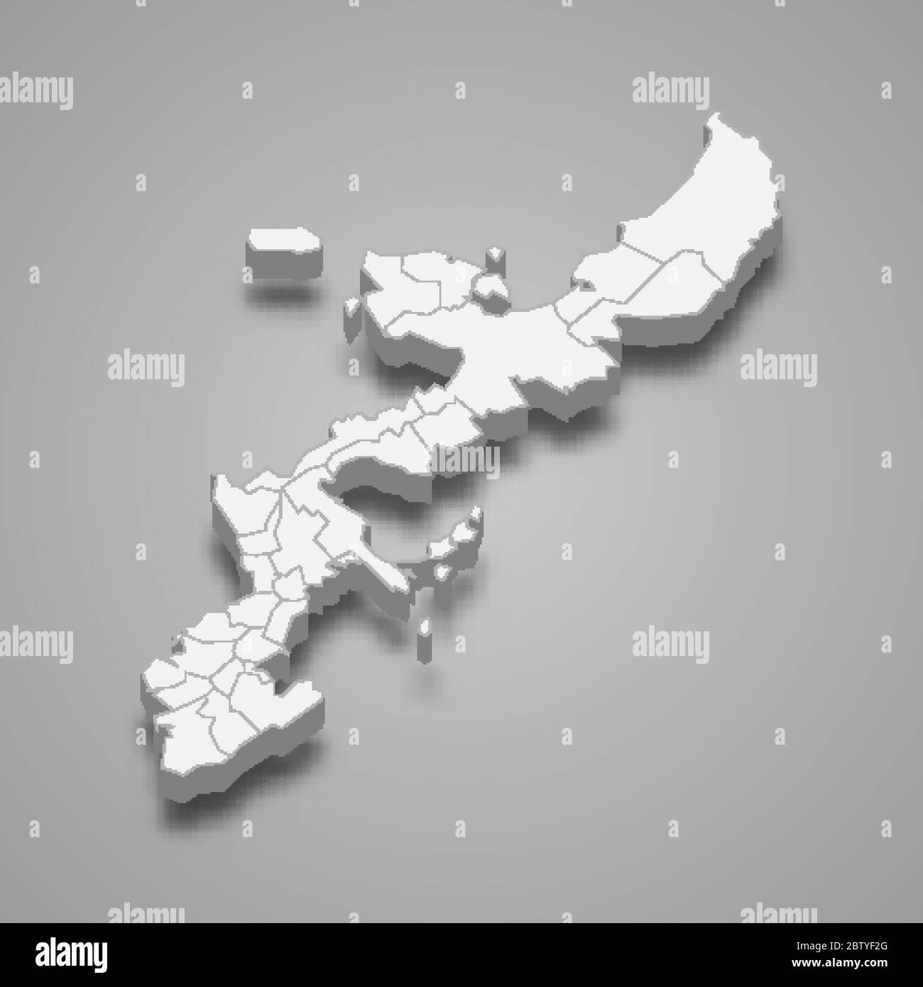 La carte 3d d'Okinawa est une préfecture du Japon Illustration de Vecteur