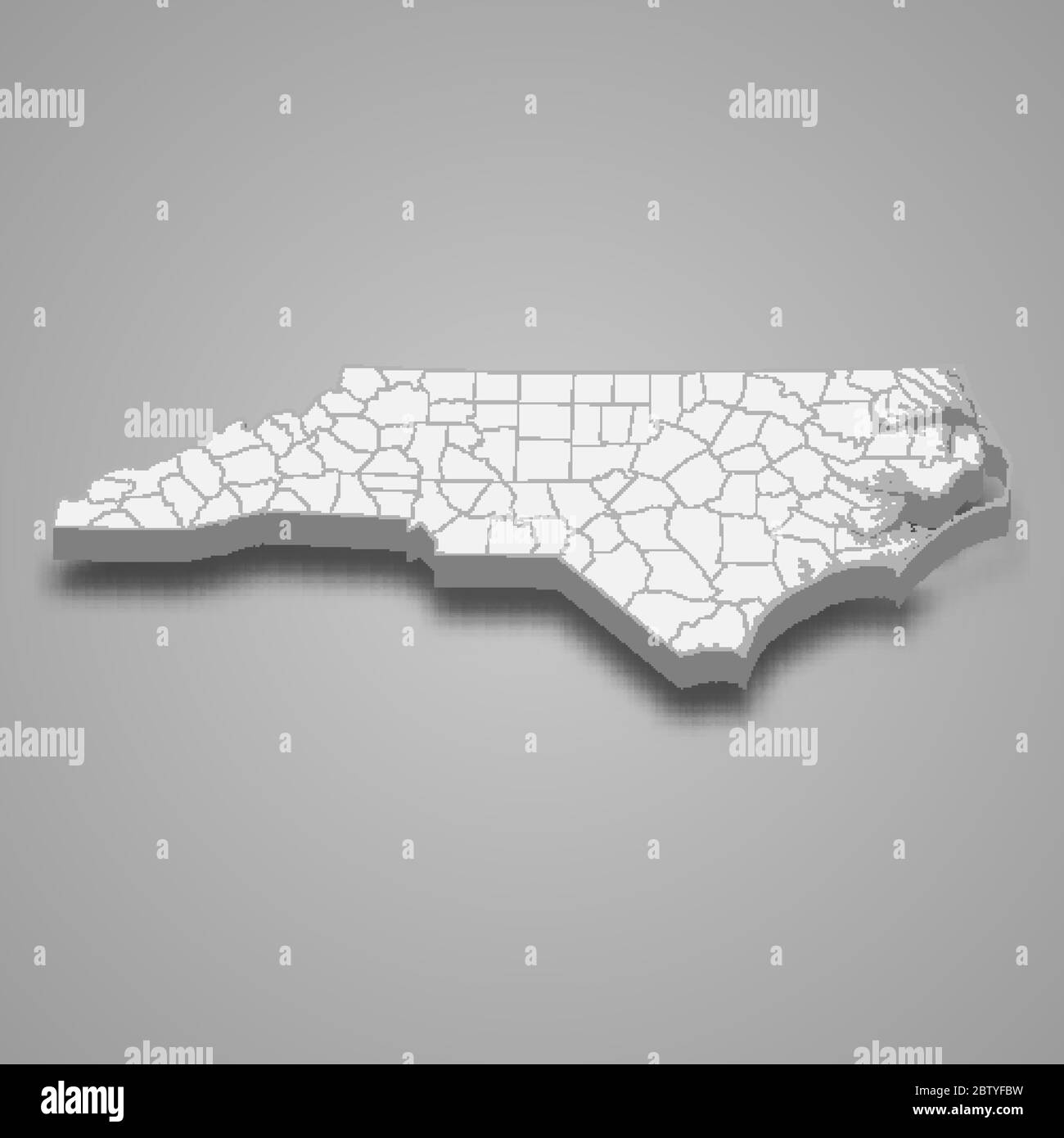 La carte 3d de la Caroline du Nord est un état des États-Unis Illustration de Vecteur