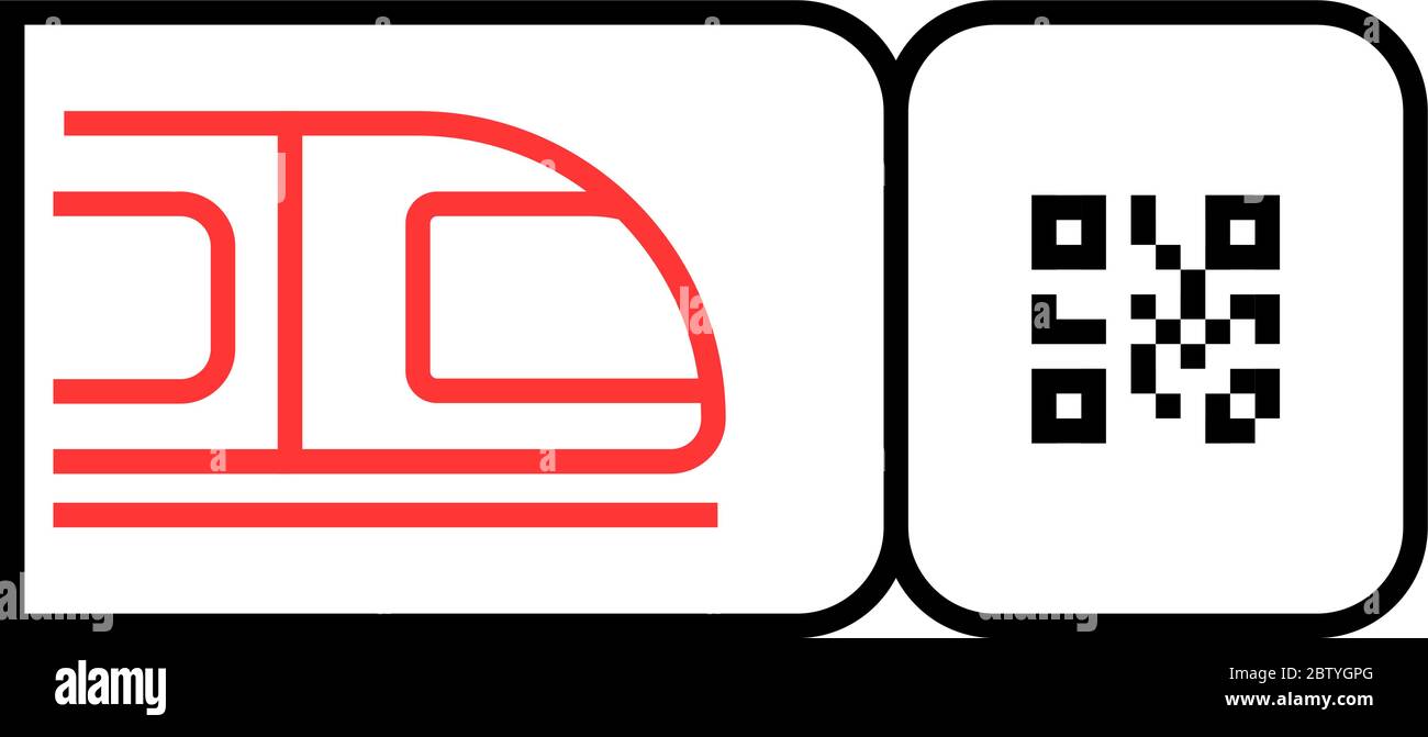 icône de billet de train avec code qr Illustration de Vecteur
