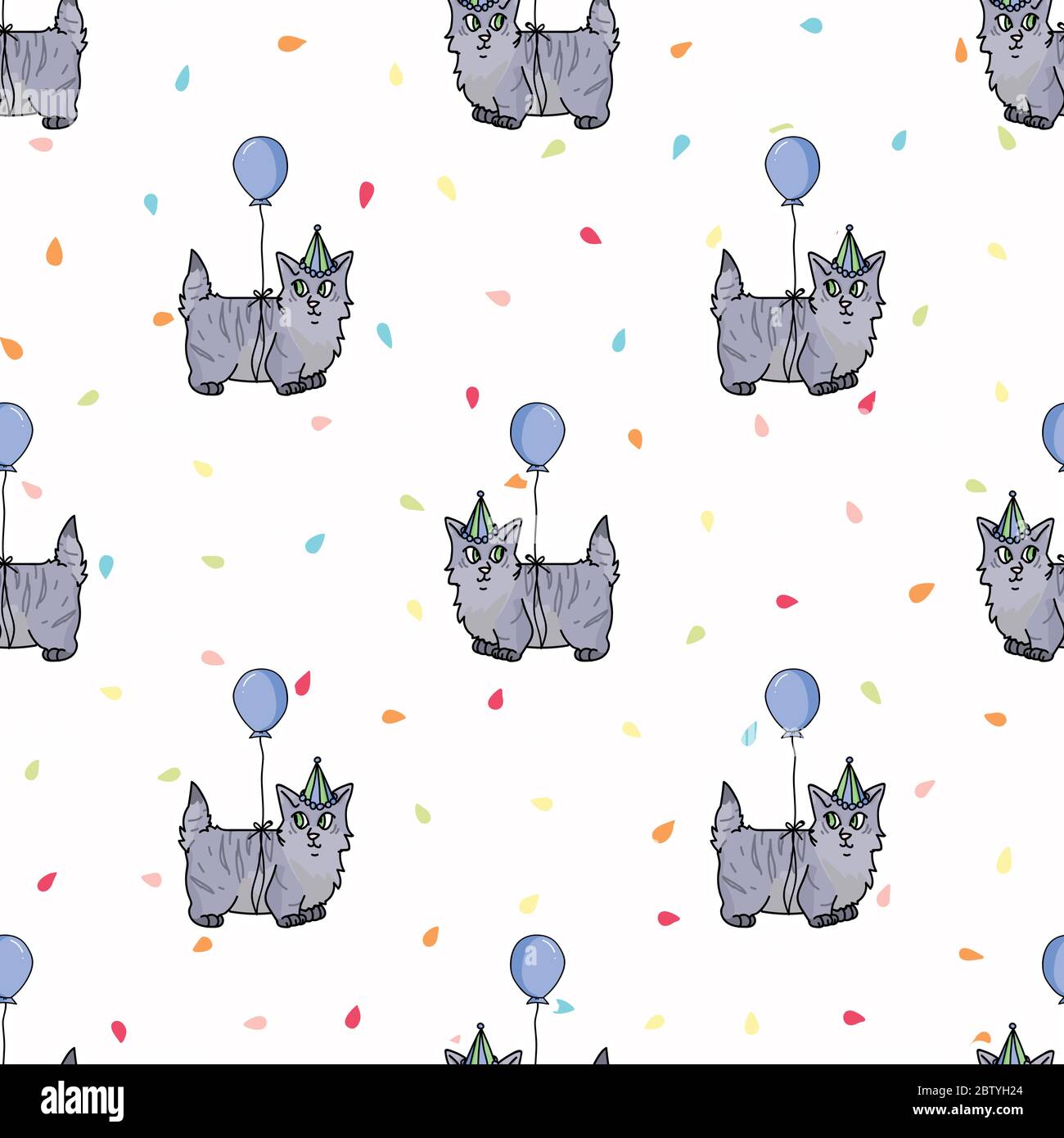 Mignon Dessin Anime Chaton Munchkin Avec Chapeau De Fete Sans Couture Motif Vectoriel Race De Chat De Race De Pedigree Origine De Chat Domestique Celebration Fevier De Chats Partout Image Vectorielle Stock