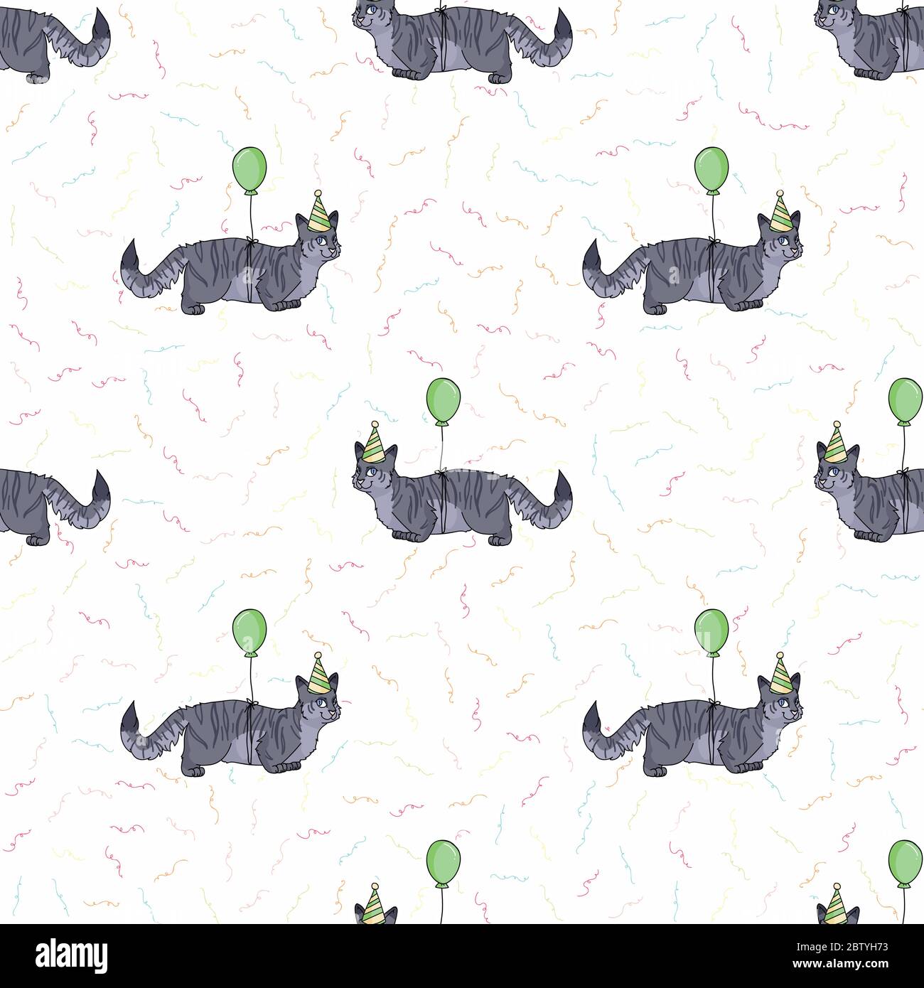Mignon Dessin Anime Chat Munchkin Avec Chapeau De Fete Sans Couture Motif Vectoriel Race De Chat De Race De Pedigree Origine De Chat Domestique Imprime Chat Amoureux Celebration Image Vectorielle Stock