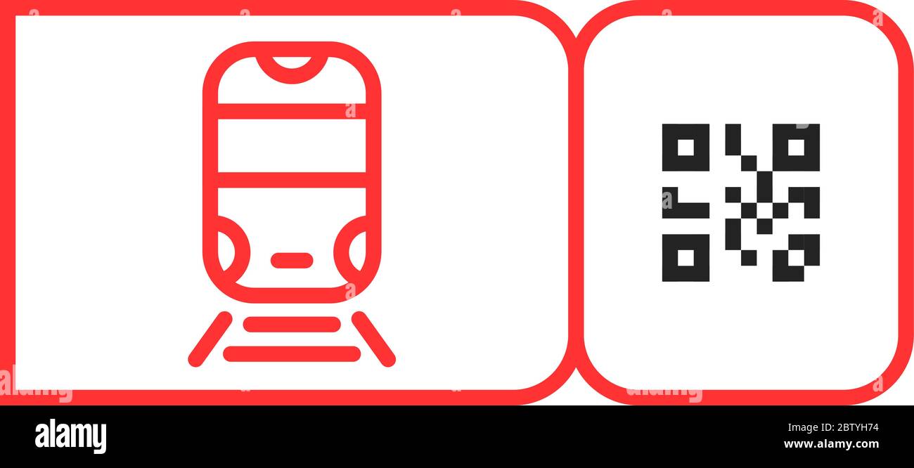 icône rouge du ticket de métro avec code qr Illustration de Vecteur