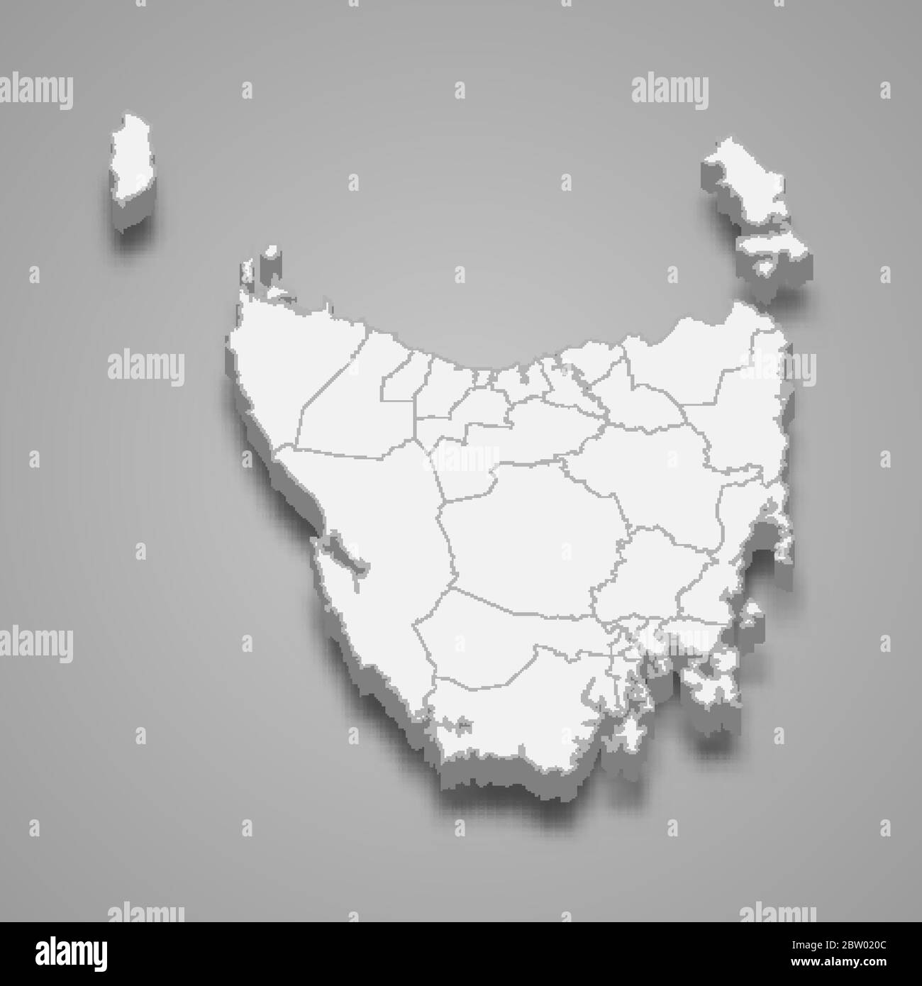 La carte 3d de la Tasmanie est un état de l'Australie Illustration de Vecteur