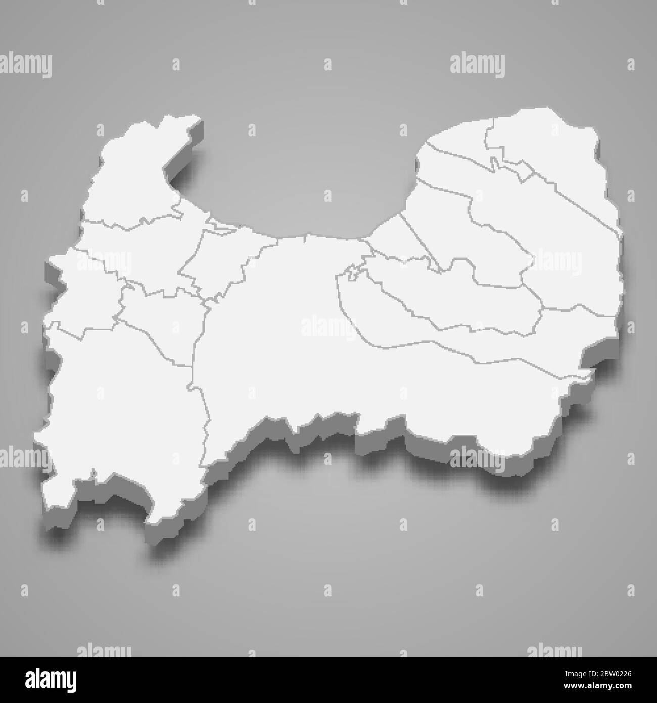 La carte 3d de Toyama est une préfecture du Japon Illustration de Vecteur