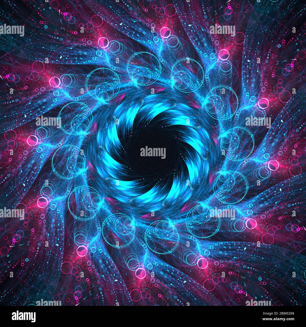 Spirale magique de cercles décoratifs bleus et roses Banque D'Images