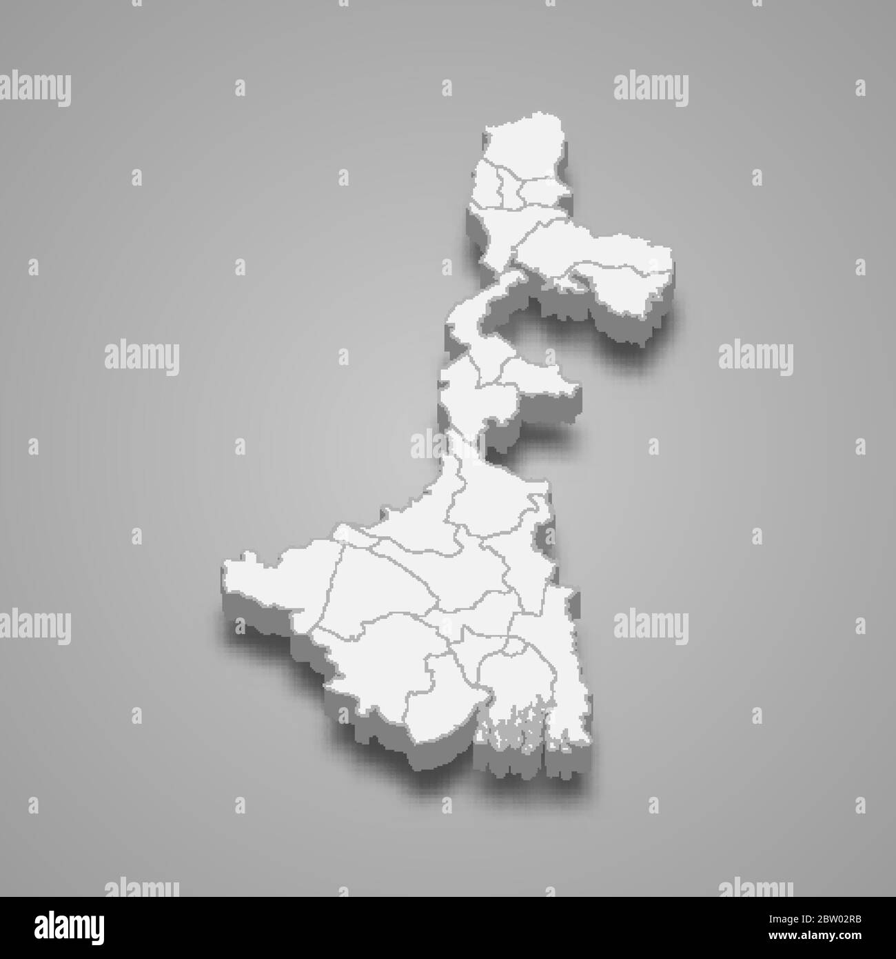 La carte 3d du Bengale occidental est un état de l'Inde Illustration de Vecteur