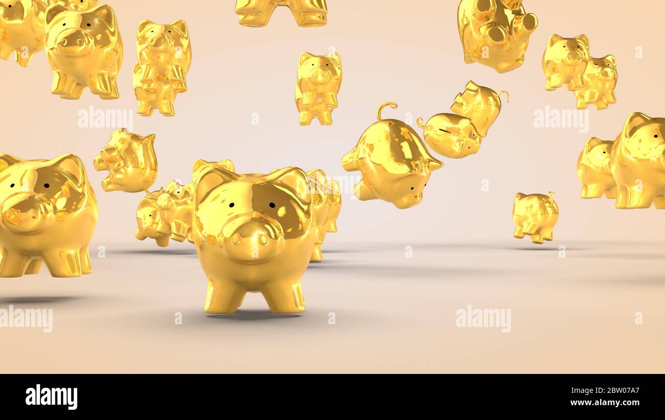 Concept de succès financier, porc - banque de porc. Rendu 3D Banque D'Images