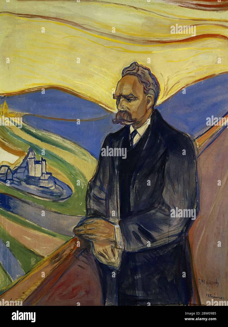 Numériquement modifié la Friedrich Nietzsche par Edvard Munch 1907. Thielska Galleriet à Stockholm, Suède Banque D'Images