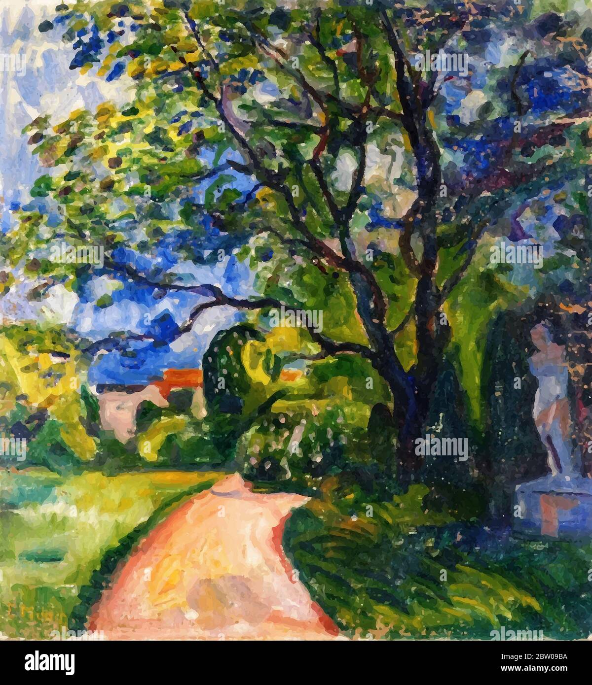 Modifié numériquement le jardin de Lubeck par Edvard Munch 1903. Le Musée Munch à Oslo, Norvège Banque D'Images