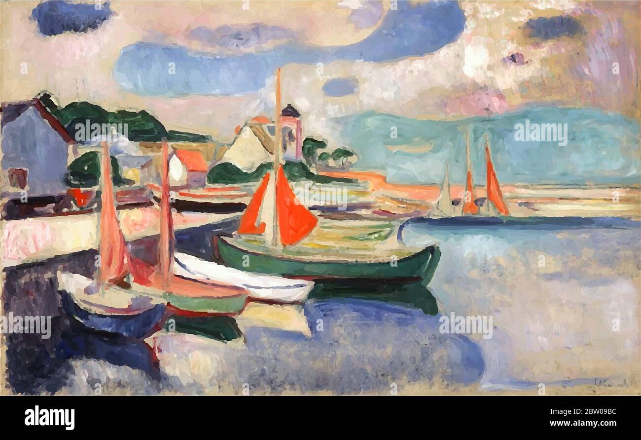 Numériquement modifié le port de Taarbek par Edvard Munch 1905. Le Musée Munch à Oslo, Norvège Banque D'Images