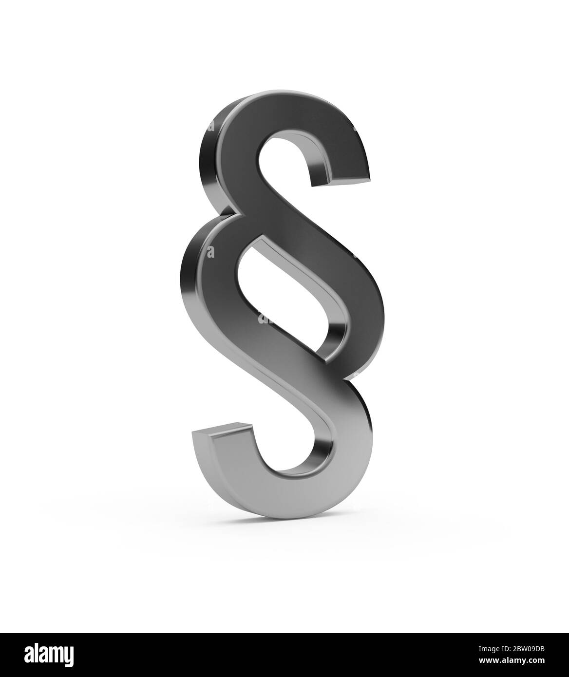 Panneau de section métallique argenté sur fond blanc, droit, justice ou concept juridique, illustration 3D Banque D'Images