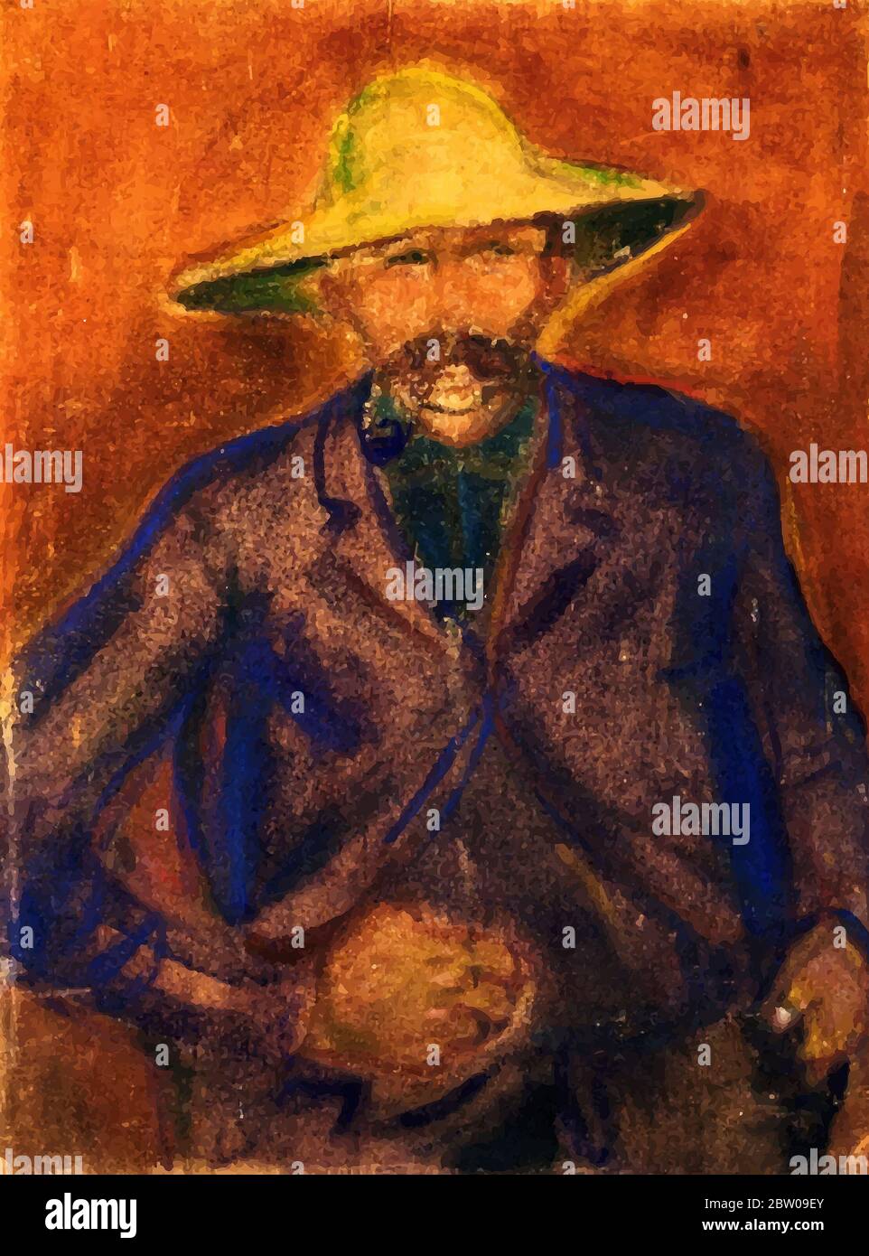 Numériquement modifié l'homme avec paille chapeau par Edvard Munch 1903. Le Musée Munch à Oslo, Norvège Banque D'Images