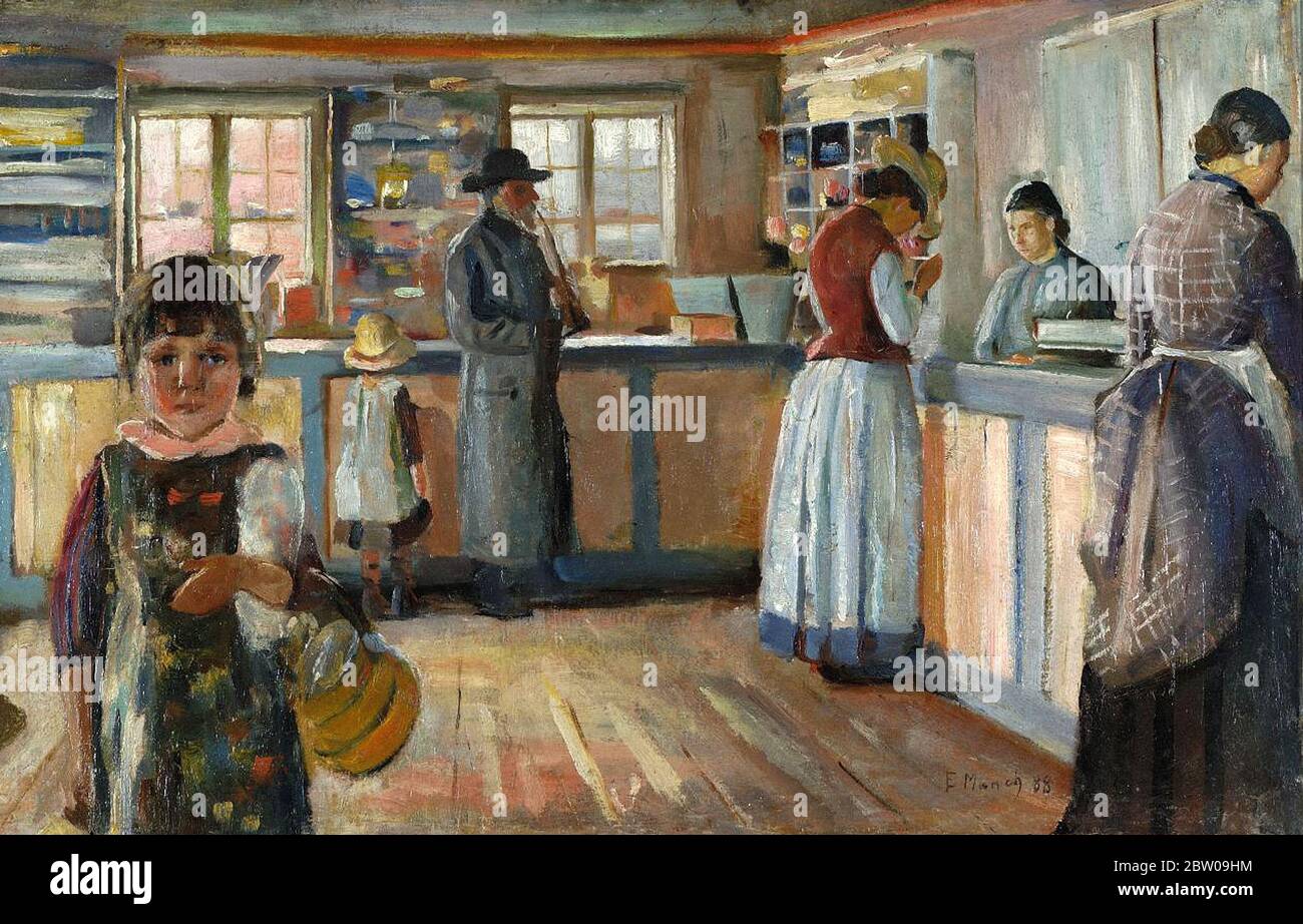 Au magasin général de Vrengen par Edvard Munch 1888. Lillehammer Art Museum en Norvège Banque D'Images