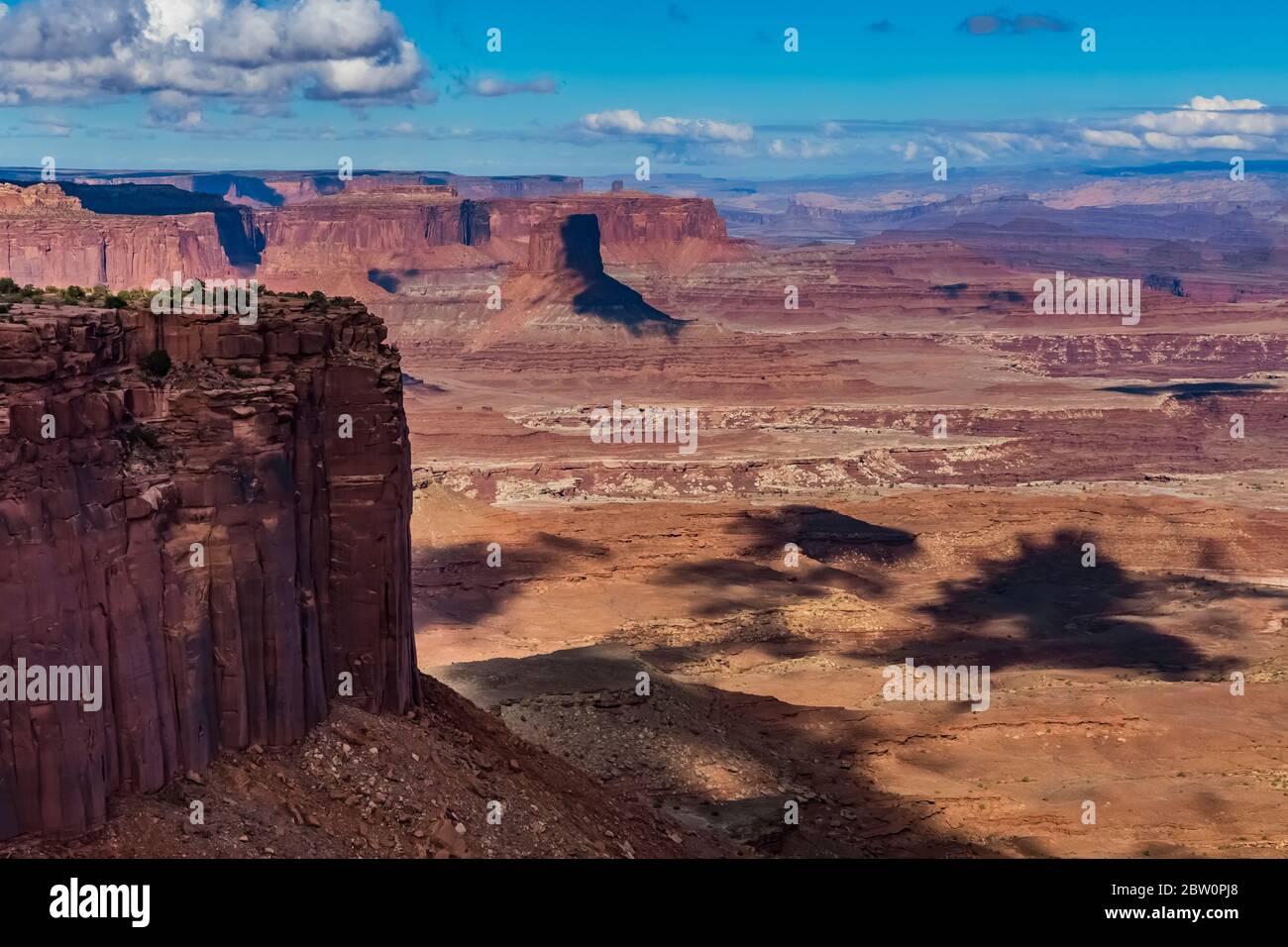 Vue depuis Buck Canyon vue sur Island in the Sky dans le parc national de Canyonlands, Utah, États-Unis Banque D'Images