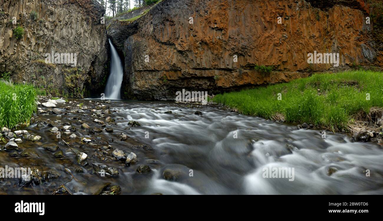 Les magnifiques chutes Hawk Creek au nord-ouest de Davenport Washington près de la rivière Spokane et de la rivière Columbia. Banque D'Images