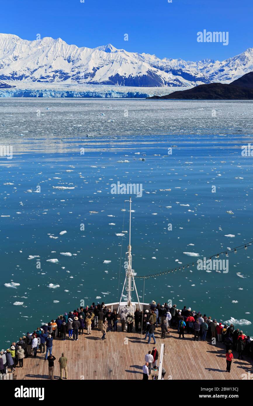 Bateau de croisière, Glacier Hubbard, le Désenchantement Bay, Alaska, USA Banque D'Images