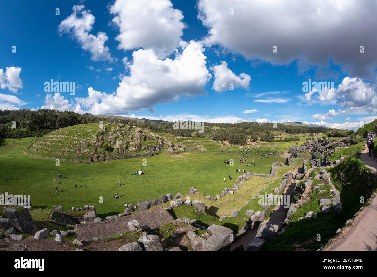 Ruines de Sacsayhuaman Inca près de Cusco, Pérou. Banque D'Images