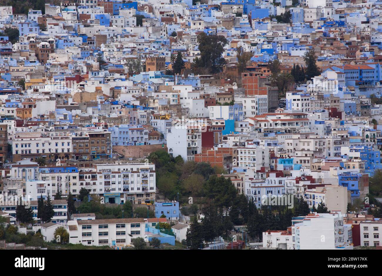 Chefchaouen - connu sous le nom de Blue City - situé dans les montagnes de RIF au nord-ouest du Maroc Banque D'Images