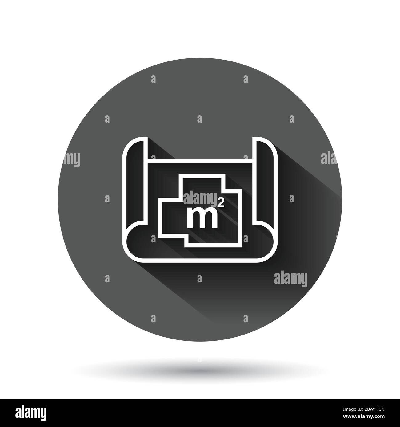 Chambre de style moderne. Illustration vectorielle sur fond noir rond avec effet d'ombre longue. Maison projet cercle bouton affaires co Illustration de Vecteur