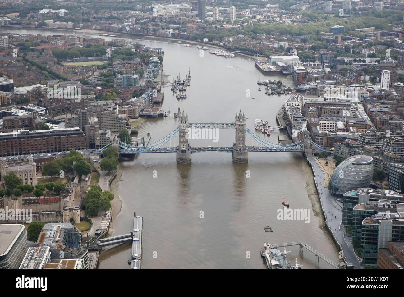 Vue aérienne de Tower Bridge à Londres, Royaume-Uni Banque D'Images