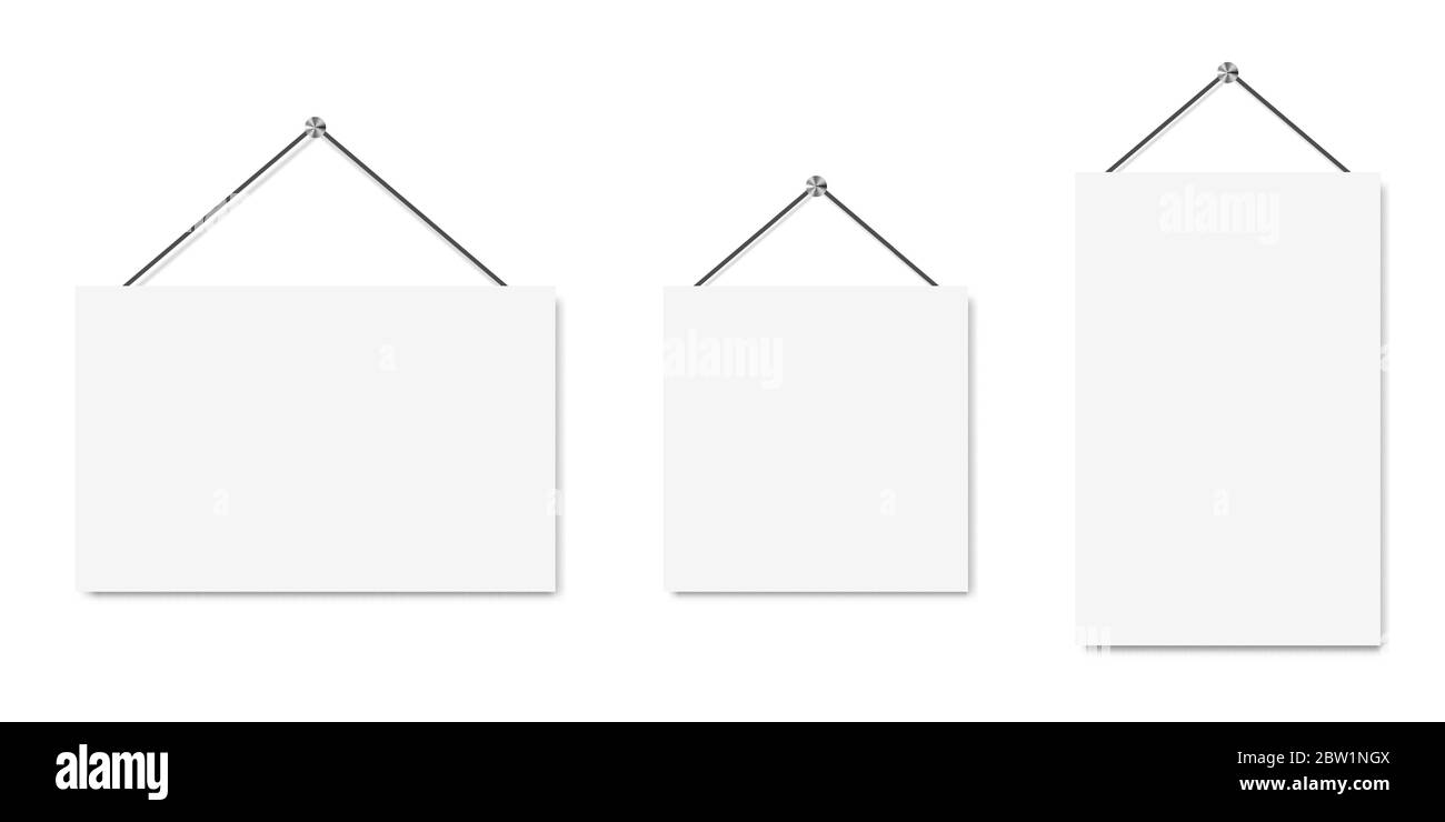 Jeu de bannières vierges. Arrière-plan de la papeterie. Illustration vectorielle. Bannières blanches suspendues Illustration de Vecteur
