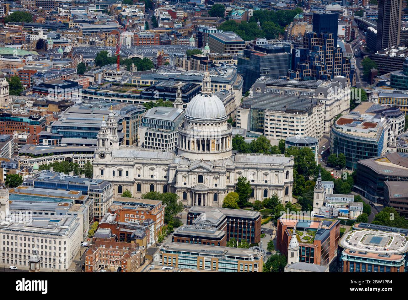 Vue aérienne de la cathédrale St Paul, Londres, Royaume-Uni Banque D'Images